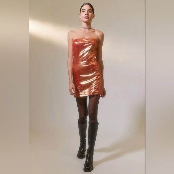 NWT Urban Outfitters Disco Metallic Mini Dress - Picture 1 of 6